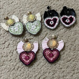 Lot of Heart Shaped Embroidered Earrings